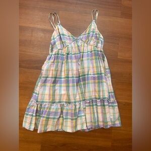 Pastel Plaid Casual Dress